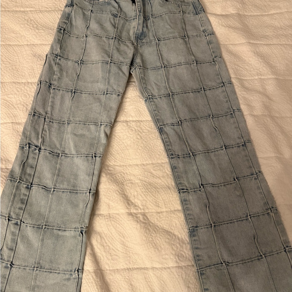 Princess Polly Men's Relaxed Grid Pattern Jeans